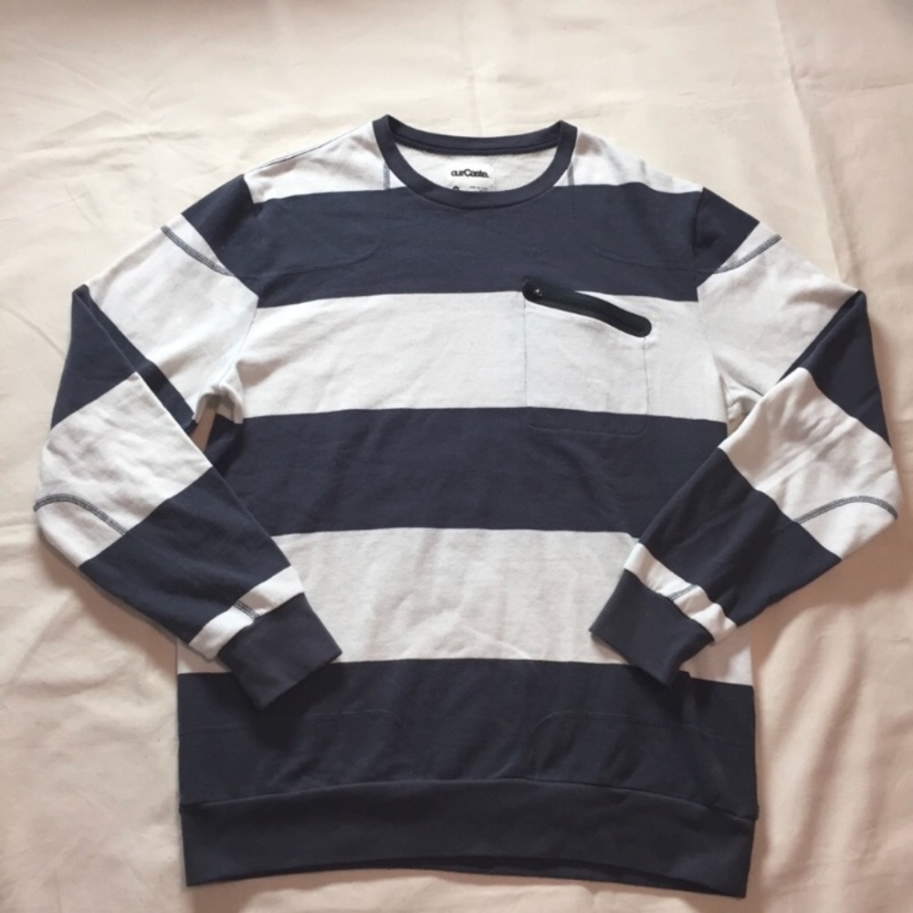 ourCaste. Men’s Long Sleeve Striped Tee Medium